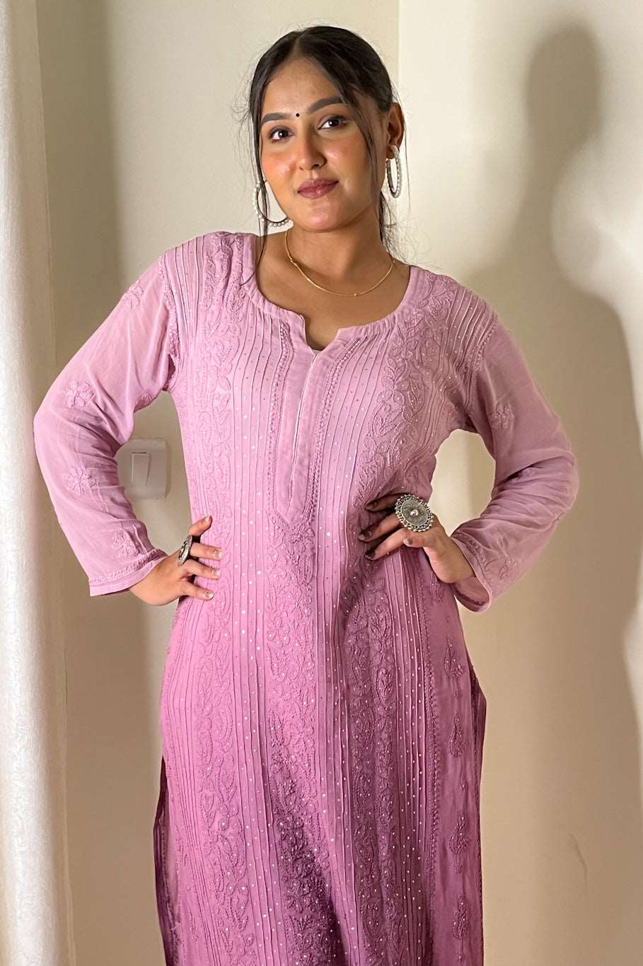 Naira Chikankari Viscose Straight Long Kurta