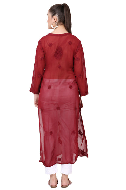 Faiza Viscose Chikankari Straight Long Kurta