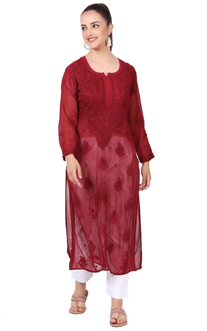 Faiza Viscose Chikankari Straight Long Kurta