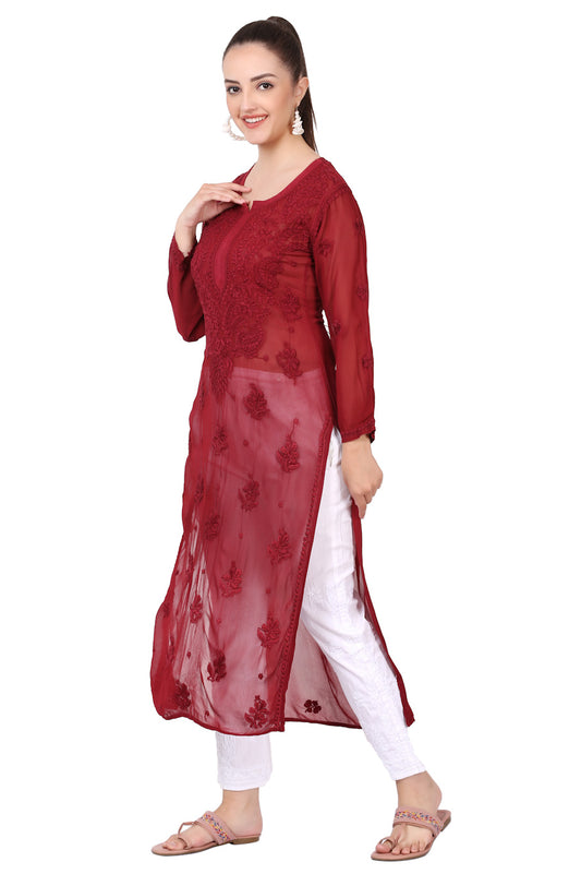 Faiza Viscose Chikankari Straight Long Kurta