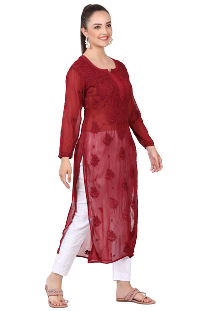 Faiza Viscose Chikankari Straight Long Kurta