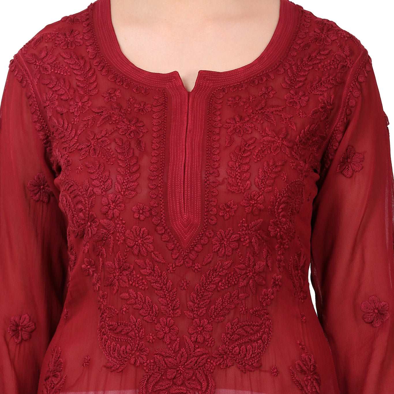 Faiza Viscose Chikankari Straight Long Kurta