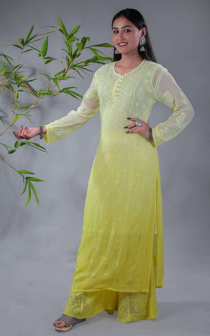 Zohra Chikankari Viscose Georgette Kurti Sharara Set