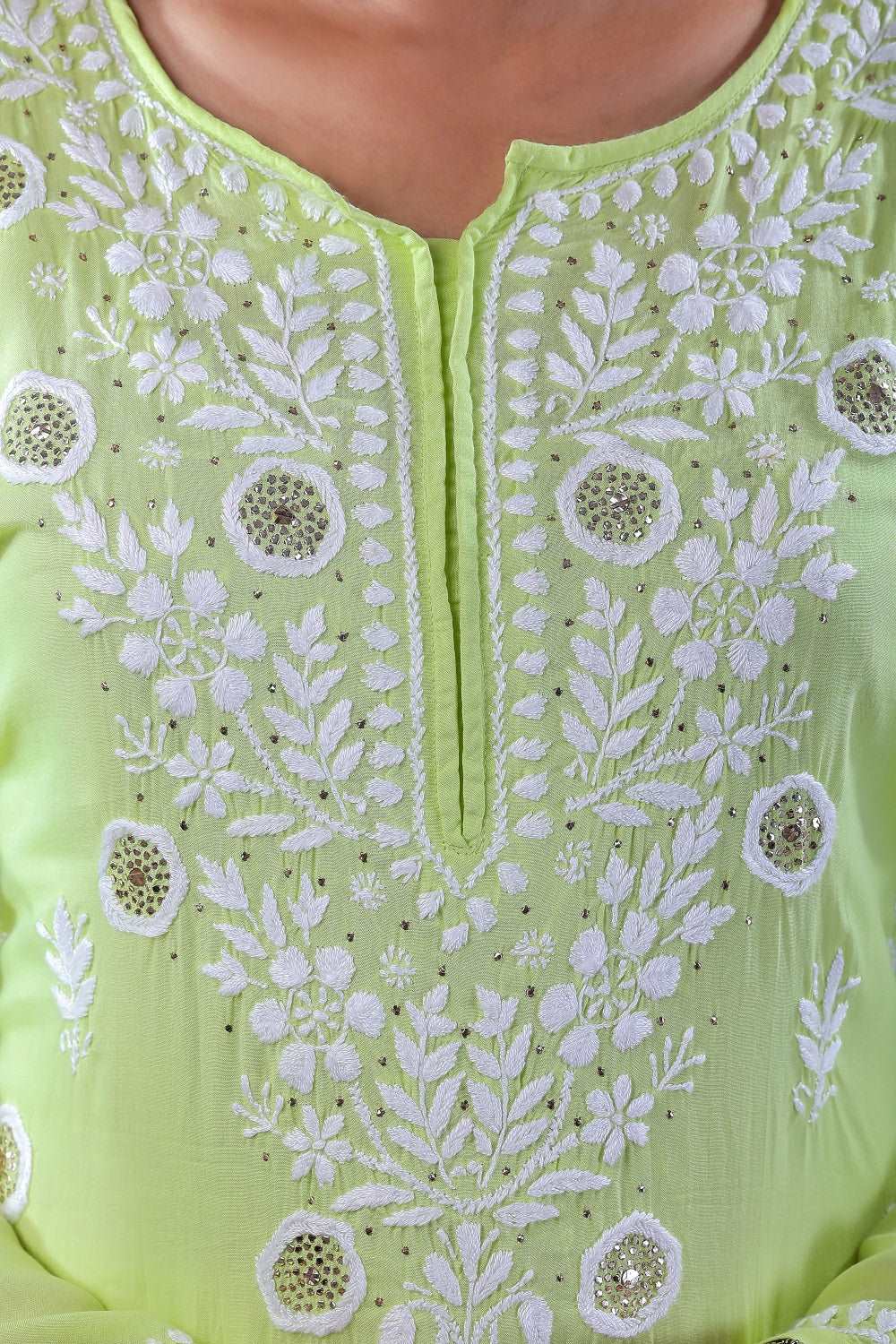 Zoya Chikankari Modal Straight Long Kurta