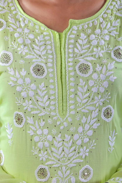 Zoya Chikankari Modal Straight Long Kurta