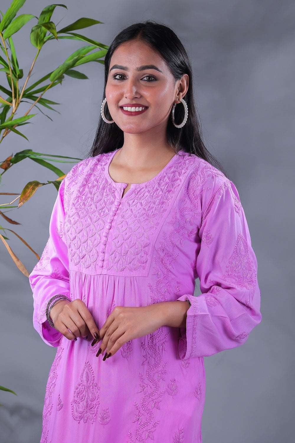 Maham Chikankari Soft Modal Straight Long Kurta