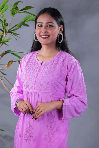 Maham Chikankari Soft Modal Straight Long Kurta