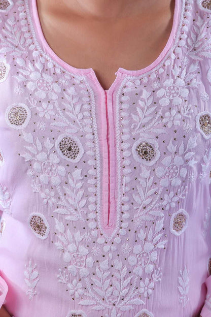 Zoya Chikankari Modal Straight Long Kurta
