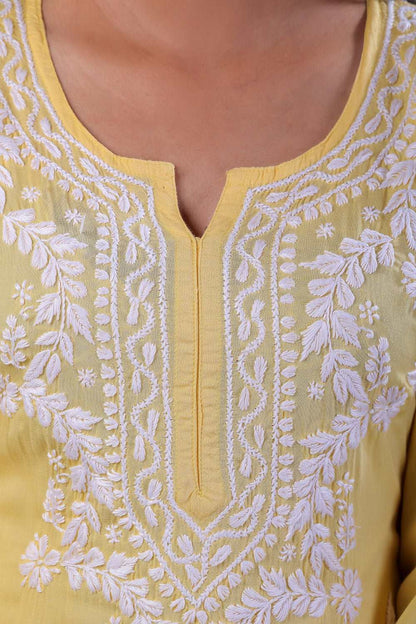 Aabroo Chikankari Modal Straight Kurta