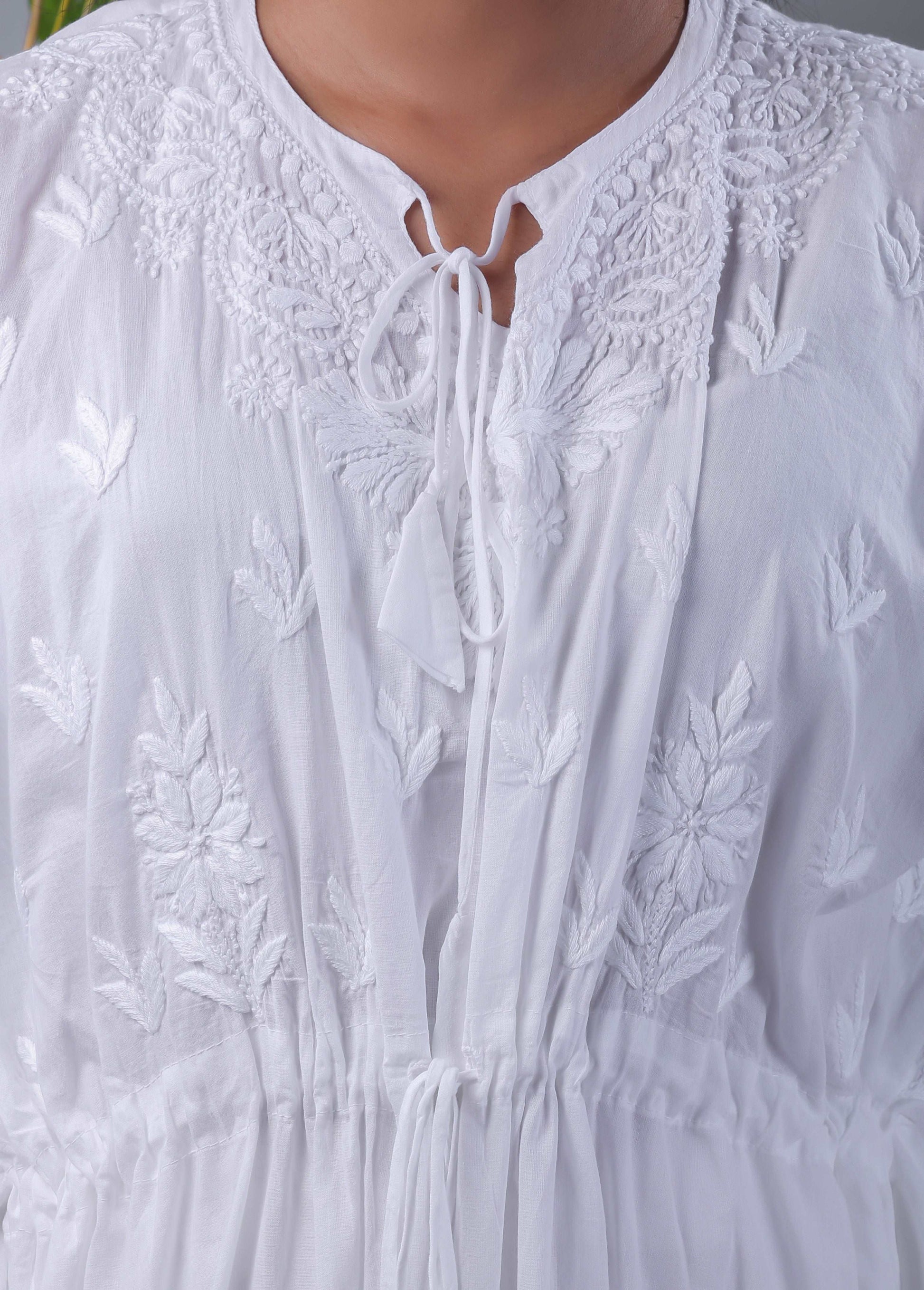 Nooh soft mulmul chikankari kaftan