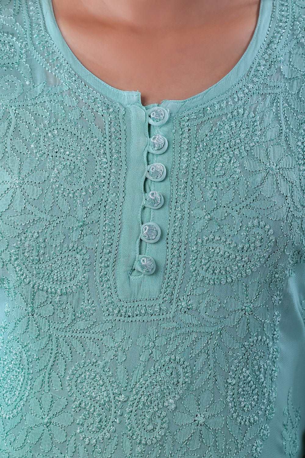 Zohra Chikankari Viscose Georgette Kurti Sharara Set