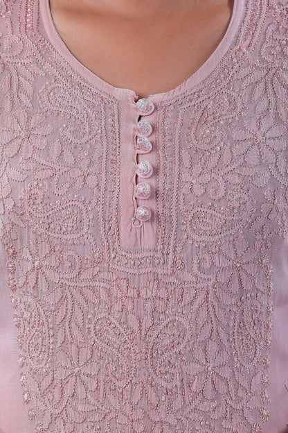 Zohra Chikankari Viscose Georgette Kurti Sharara Set