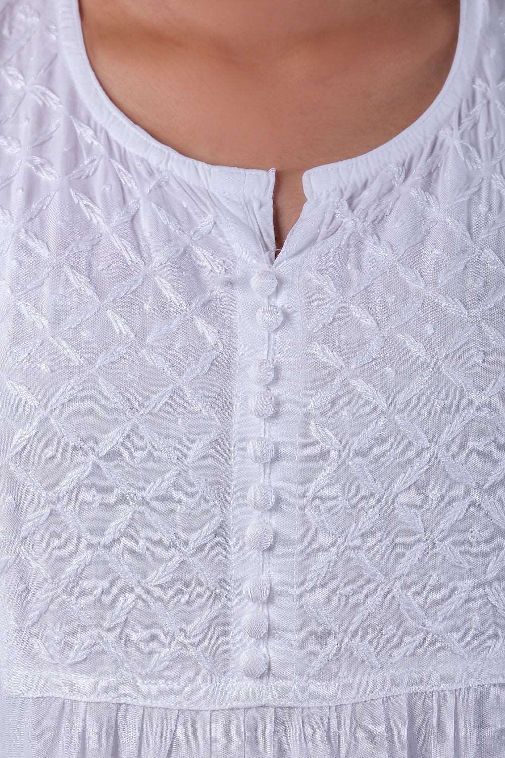 Maham Chikankari Soft Modal Straight Long Kurta